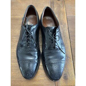 Mens 10.5 B Allen Edmonds Strand Cap-Toe Black Oxford Dress Shoe